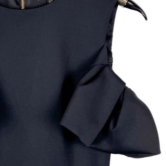 TED BAKER LONDON SALNIE BLACK COLD SHOULDER RUFFLE SHEATH COCKTAIL DRESS - Picture 12 of 16